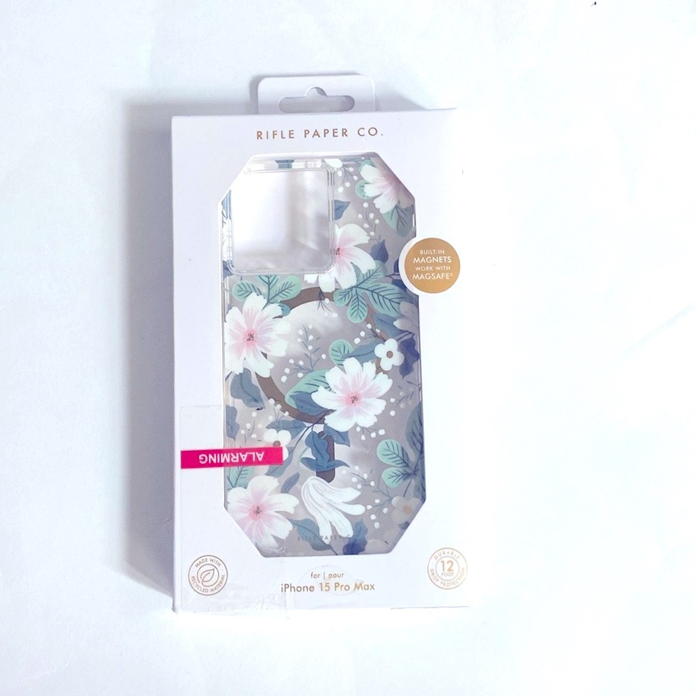 15 pro max Floral Pattern Phone Case - Gray and Pink